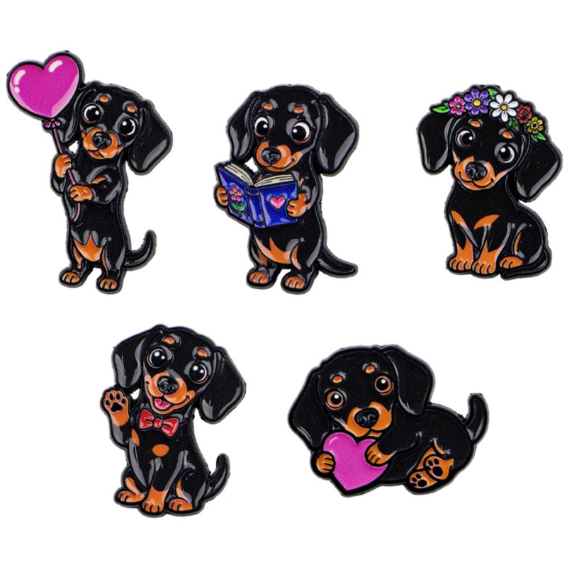 5pcs Cute Dachshund Enamel Pin - Enamel Pin Set review and price