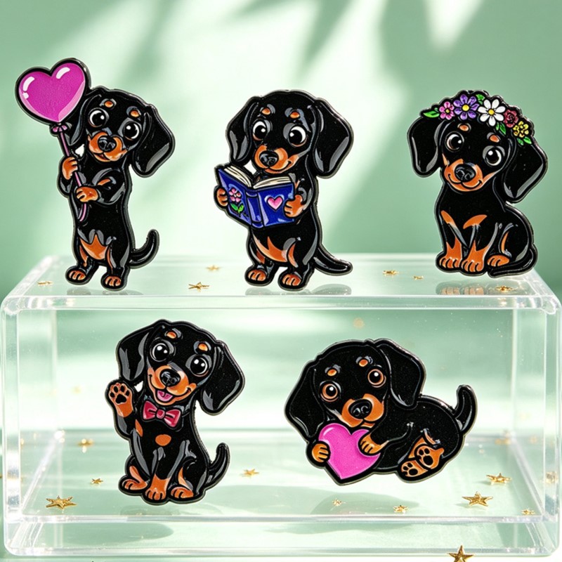 5pcs Cute Dachshund Enamel Pin - Enamel Pin Set review and price