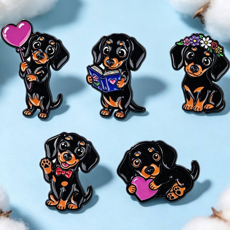5pcs Cute Dachshund Enamel Pin - Enamel Pin Set review and price