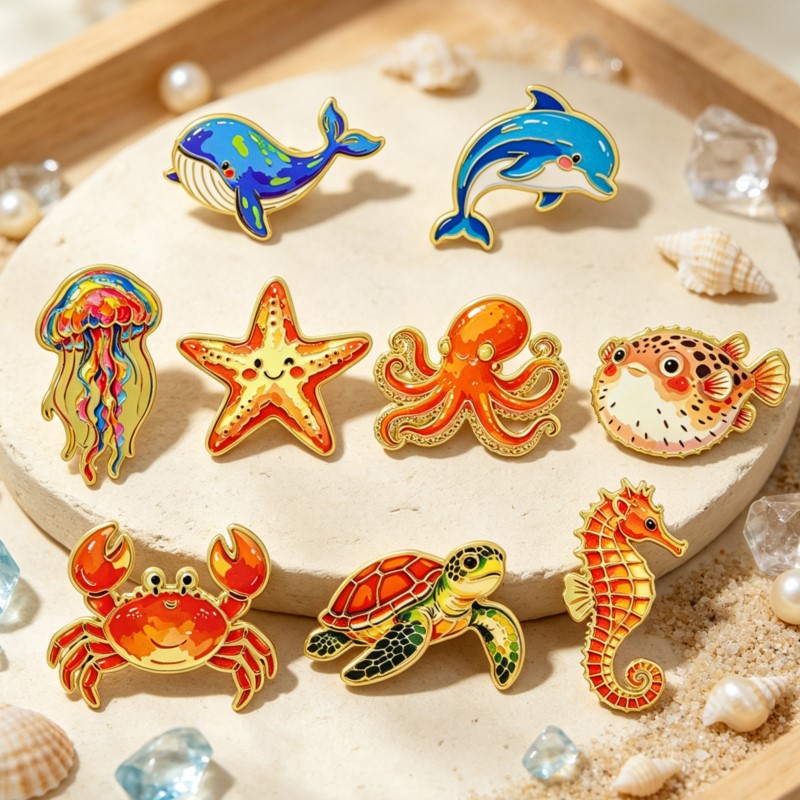 Vibrant Ocean Animal Enamel Pi - Enamel Pin Set review and price